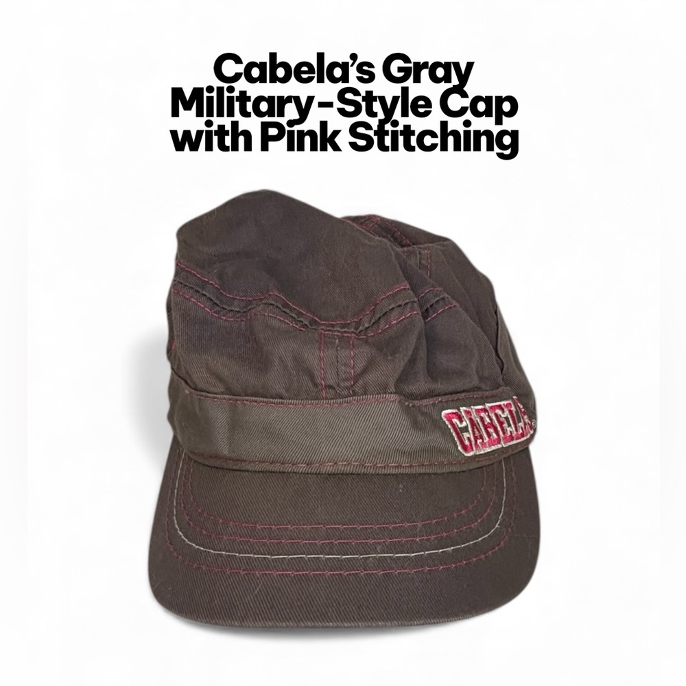Cabela's Gray Military-style Cap with Pink Stitching